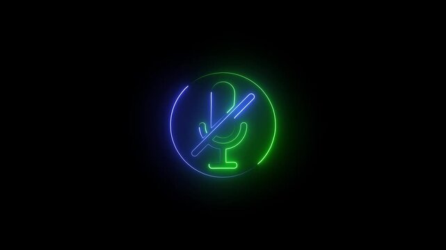 Mute Mic Button with Neon Glow Animation 