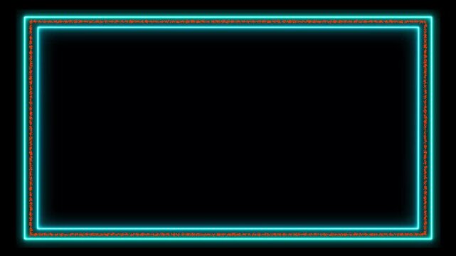 Neon cyan glowing rectangular frame overlay with pulsing red inner border