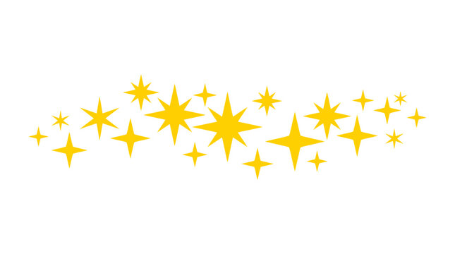 Golden sparkle starburst decorative banner with twinkling glittery stars, ideal for festive celebrations, parties and holiday designs