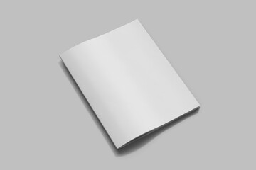 Fototapeta premium blank white letter size instruction manual thin handbook front cover mockup template isolated 3d render perspective view