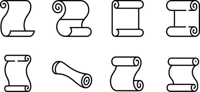 scroll decorative manuscript shapes set with varied roll styles