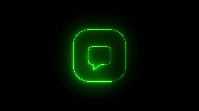 Neon Comment Button Icon 4K Animation