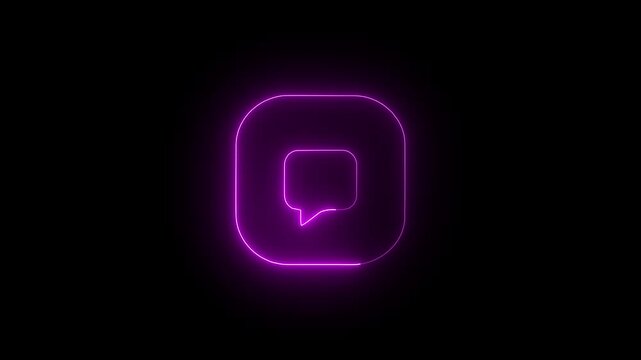 Neon Comment Button Icon 4K Animation