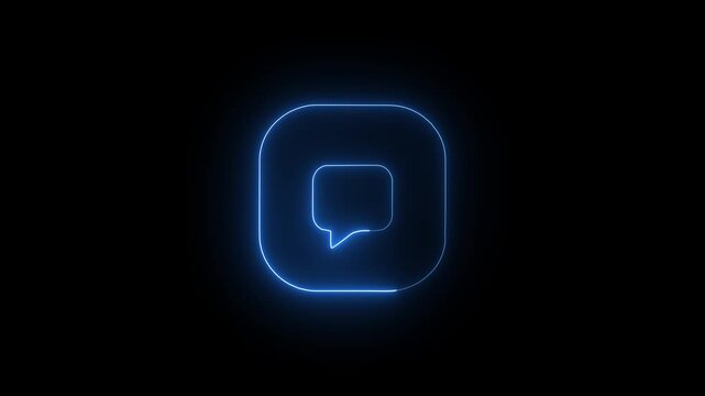 Neon Comment Button Icon 4K Animation