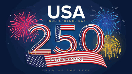 Celebrating usa s 250th independence day with vibrant fireworks and patriotic design © Outline Icon Set