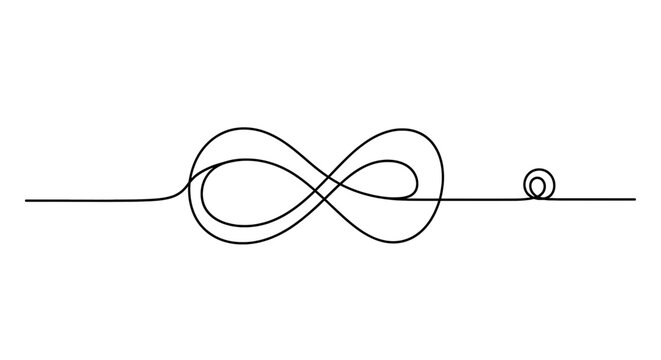Continuous line drawing of an infinity symbol and a small circle