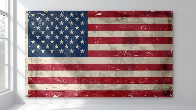 Distressed vintage american flag background