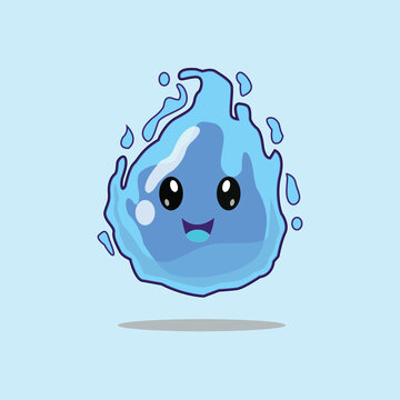cute water drop emoji cartoon vector illustration