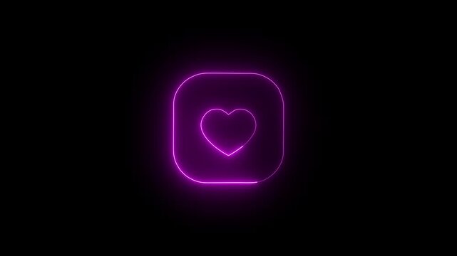 Glowing Neon Heart Love Icon Loop Animation 