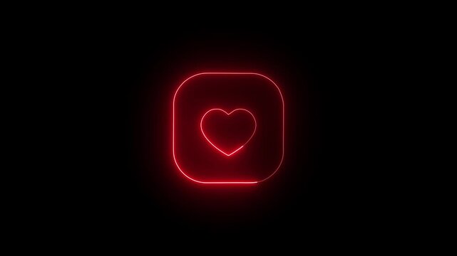 Glowing Neon Heart Love Icon Loop Animation 