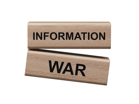 Information war, warfare word. IW in politics concept.Copy space.Supports PNG files with transparent backgrounds. wooden blocks.