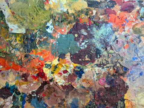 Vibrant Abstract Paint Palette Textured Surface