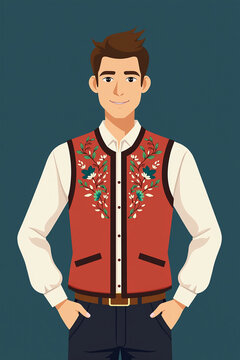 Intricately Handcrafted Traditional Embroidered Vest with Rich Color Patterns and Cultural Heritage, Reflecting Artistry and Storytelling in a 2x3 Format