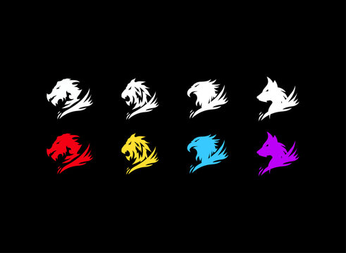 Fantasy Animal Faction Emblem Collection with Dragon Lion Eagle and Wolf Mascot Icons