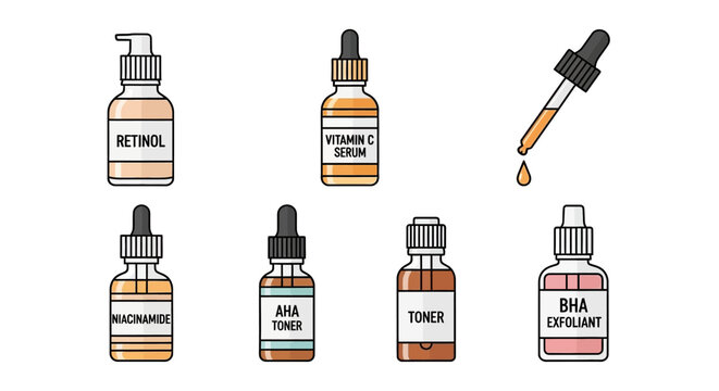 Skincare Serum Bottles and Dropper Collection