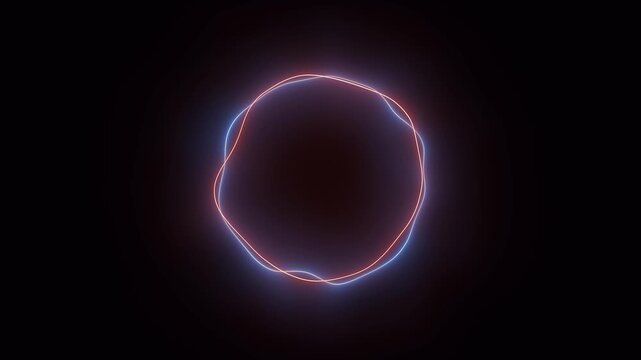 Glowing irregular ring of light pulsating with neon glow. Abstract glowing irregular ring of light pulsating with neon glow. Modern glowing irregular ring of light.