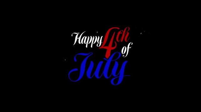 Happy 4th of July typography animation with fireworks