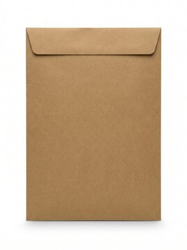 Isolated Brown Kraft Paper Envelope on White Background - Blank Manila Document Mailer for Business Communication, Eco-Friendly Packaging, and Secure Delivery