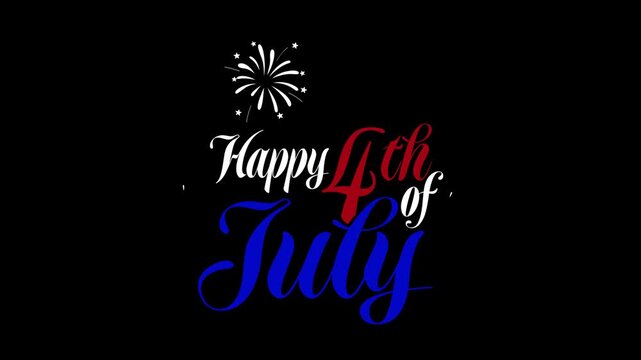 Happy 4th of July typography animation with fireworks