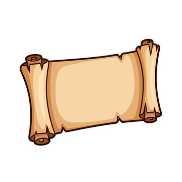 An illustration of an old blank parchment scroll on a white background