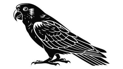 Fototapeta premium Parrot icon illustration of an exotic bird in black and white