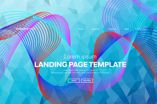 Abstract modern technology Landing page template, flowing line digital technology, smooth particle wave, big data techno design concept background wallpaper, Annual reports, flyer, poster, cover. EPS 