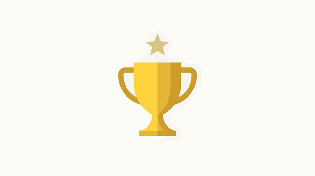 Golden trophy cup icon with a star vector illustration on a light background
