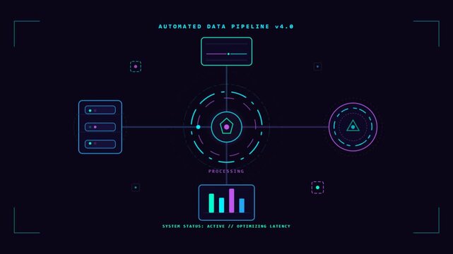 Futuristic HUD Interface with Automated Data Overlook and Tech Visualization.