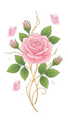 Naklejka premium Romantic Pink Rose Bouquet with Butterflies and Glowing Twigs
