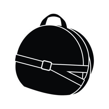 Black Silhouette of a Round Vintage Travel Bag Icon
