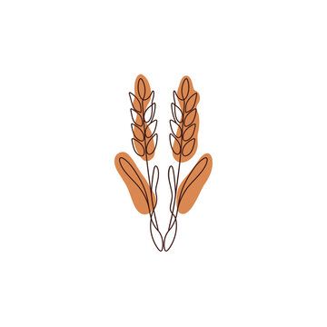 Two Wheat Stalks Parallel Line Art