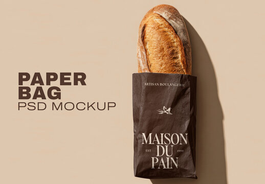 Artisan Bread Paper Bag Mockup PSD