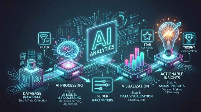 Artificial intelligence analytics with data collection processing visualization and actionable insights.