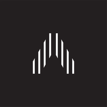 Creative initial letter A logo design template featuring clean vertical parallel lines. Modern abstract typography asset ideal for tech, architecture, or corporate identity