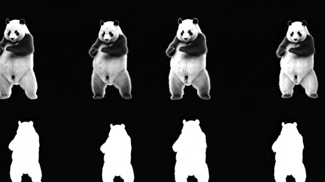 A sequence of dancing bears shown with their silhouettes below