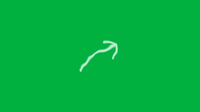 Hand Drawn White Chalk Arrow Pointing Green Screen Stop Motion Overlay 4K