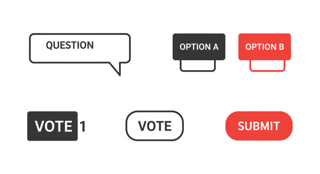Survey Icons: Vote, Submit, Question, Options, Buttons