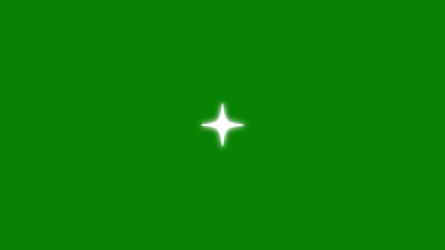 single shiny glowing twinkle stars, 4k star sparkle vector doodles, glowing light effect, Twinkle glitter starsanimation on green background, seamless looping motion, magical night sky festive.