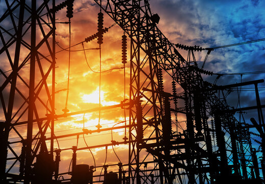 High-Voltage Energy Infrastructure Silhouette