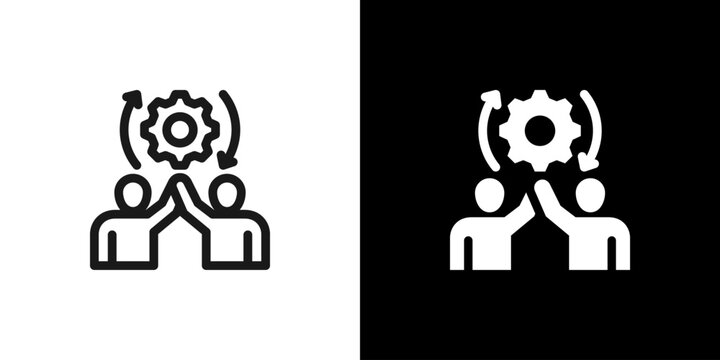 Collaboration Tools High Five Icon concept with flat Black White Background. Vector illustration.