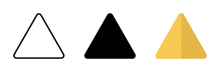 Fototapeta premium Three triangles in a row: outline, solid black, and solid yellow