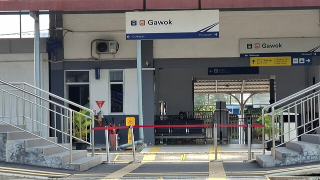 Gawok Railway Station Facade in Sukoharjo Central Java Commuter Rail Transport Landmark
