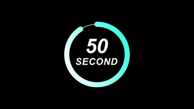 Animated 55 Second Timer Inside Colourful Gradient Circle on Black Background for Countdown Displays and Motion Graphics Projects