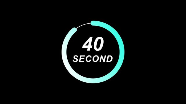 Animated 45 Second Timer Inside Colourful Gradient Circle on Black Background for Countdown Displays and Motion Graphics Projects