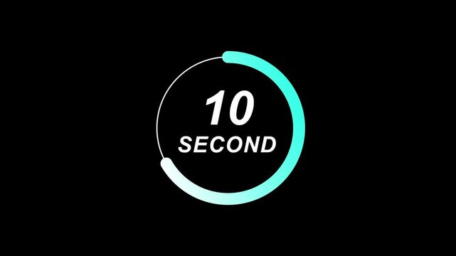 Animated 15 Second Timer Inside Colourful Gradient Circle on Black Background for Countdown Displays and Motion Graphics Projects