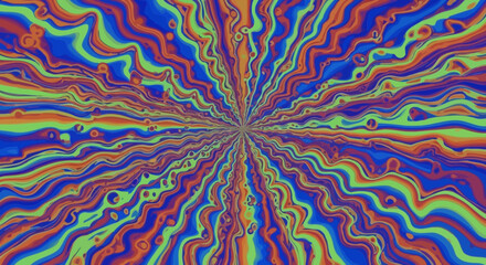 Fototapeta premium Abstract Psychedelic Radial Waves in Vibrant Multicolor Tones