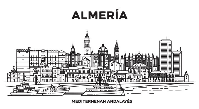 Almeria Skyline Landmark Illustration