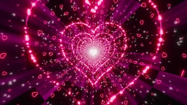 Pink Heart Reactor Particle Tunnel 4K Seamless Loop