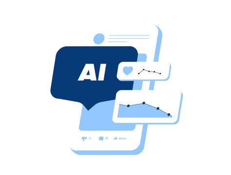 AI generated content with audience trust decline, negative engagement signals, social media performance loss. AI content backlash, audience rejection content credibility challenges vector illustration