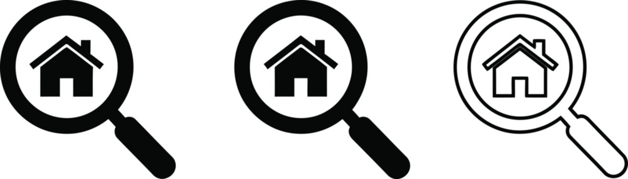 House search icons with magnifying glass